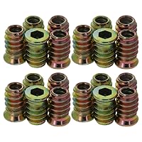 Vista 19 de MroMax 20 piezas de insertos de tuerca para muebles M6x10mm, acero al carbono, zincado, hexagonal interno, tornillo con brida, insertos de madera