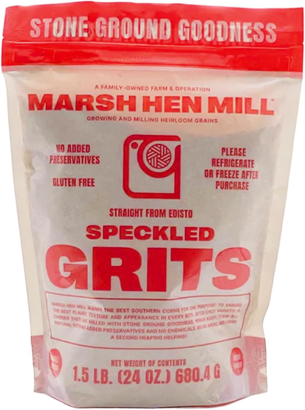Speckled Pure Grits – Stone Ground Heirloom Blend of Yellow & White Corn | Old-Fashioned Corn Grits | Gluten-Free & No Additives | Pure All-Natural Corn | 24 oz (Pack of 1)