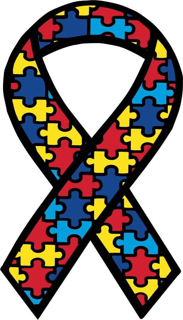 Autism Ribbon Chest Print Long Sleeve Polo