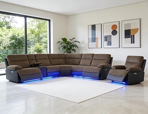 Power Recliner Sectional Sofa Set, Living Room Furniture Sets, Coduroy