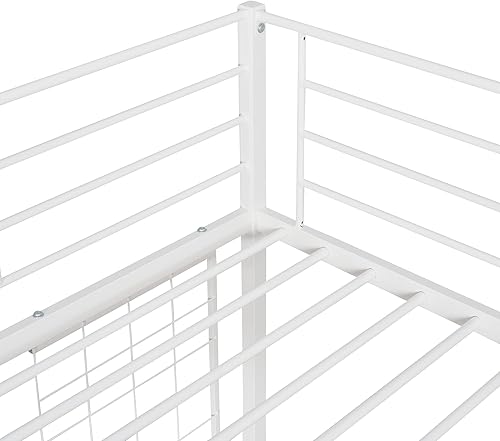 Miniatura 8 de GLORHOME Cama alta de metal tamaño individual con escritorio, rejilla de metal y gran espacio debajo de la cama, perfecta para dormitorio de niños y