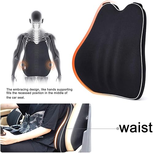 Miniatura 10 de Kit de cojín lumbar para automóvil, cojín de espalda y reposacabezas para el cuello, espuma viscoelástica con alivio del dolor de espalda para el