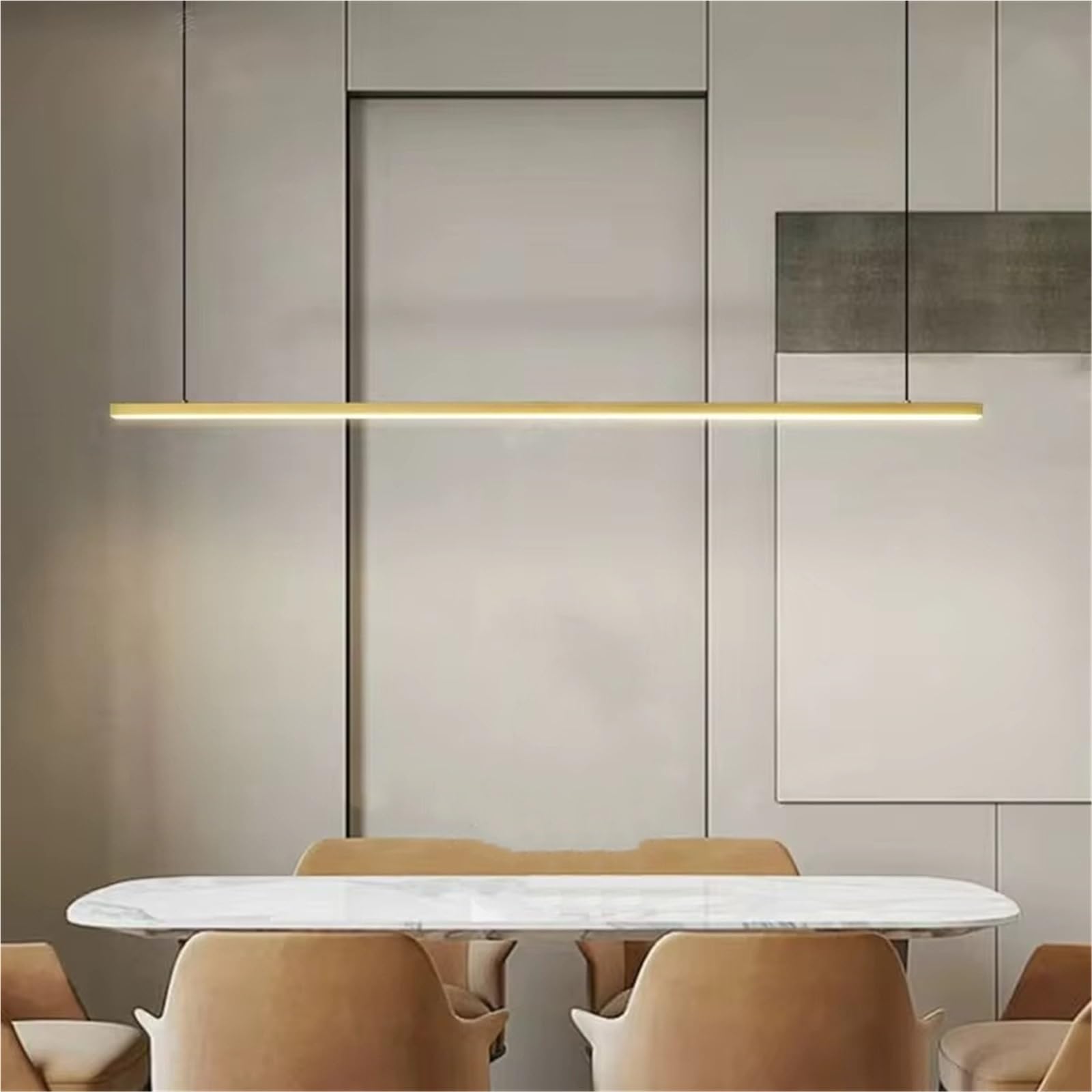 ASerZenith Brass Minimalist Led Chandelier Black Gold Copper Wire Adjustable For Dining Room Bar Shop Office Modern Lamp,Changeable-120Cm-Gold