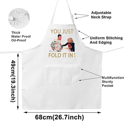 Miniatura 2 de WZMPA Delantal de cocina con cita para programas de televisión, regalo para fanáticos, simplemente doblarlo en delantal ajustable con bolsillo para