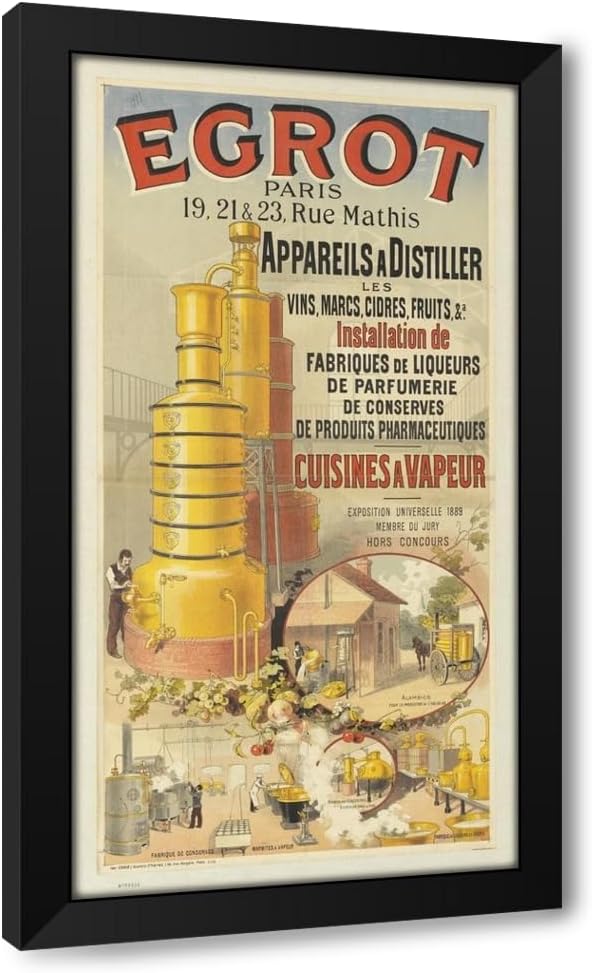 ArtDirect Egrot. Appareils à distiller. cuisines à vapeur (1890) Custom Framed Art Print Giclee Print or Canvas Options with Various Sizes and Customization by Jules Chéret