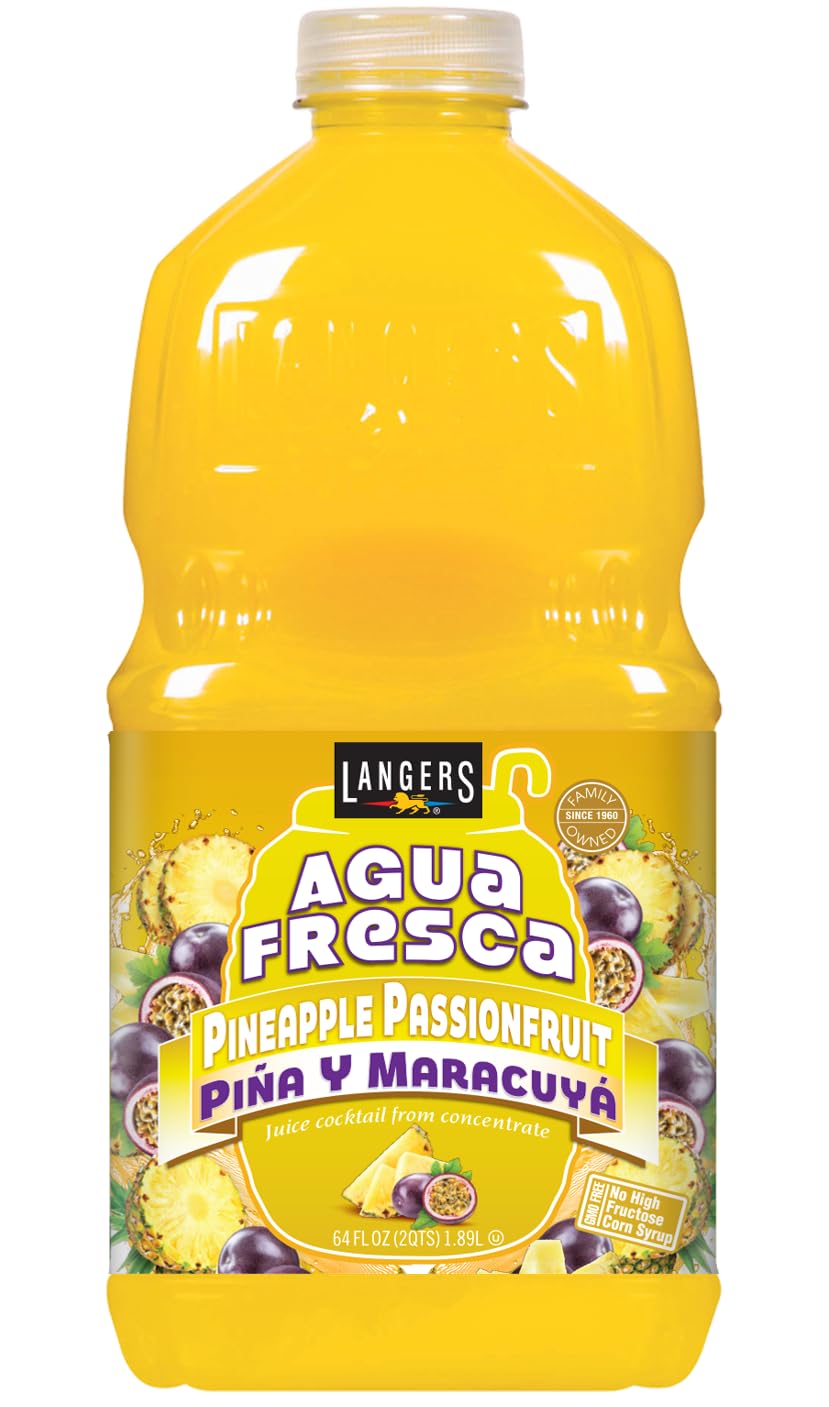 Langers Agua Fresca, Pineapple Passionfruit, 64fl oz (Pack of 8)