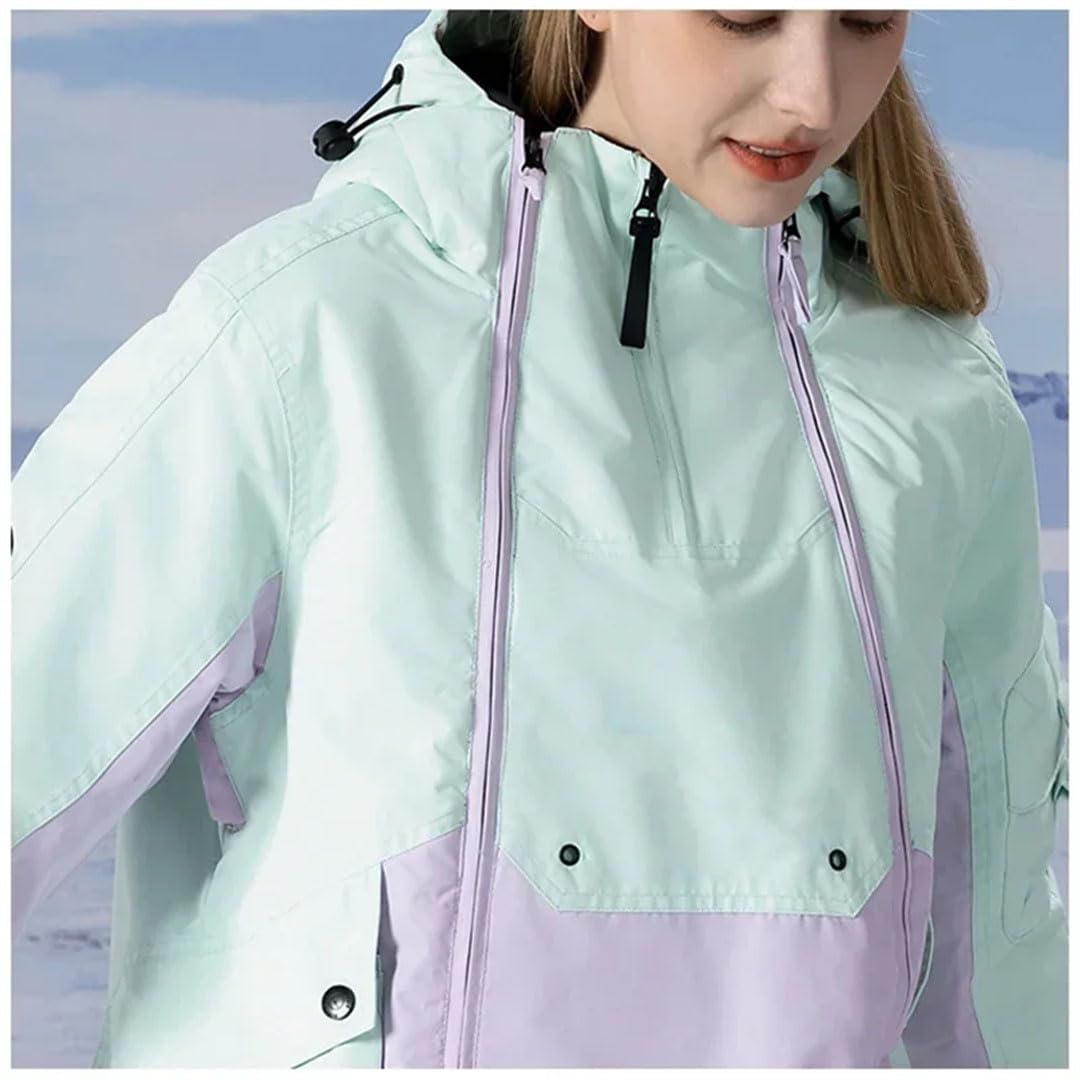 Giacca da donna con cappuccio pantaloni caldi vestiti da neve caldi set sci sport all'aperto montagna snowboard costume vestiti come da immagine 5 XL, come da immagine., XL