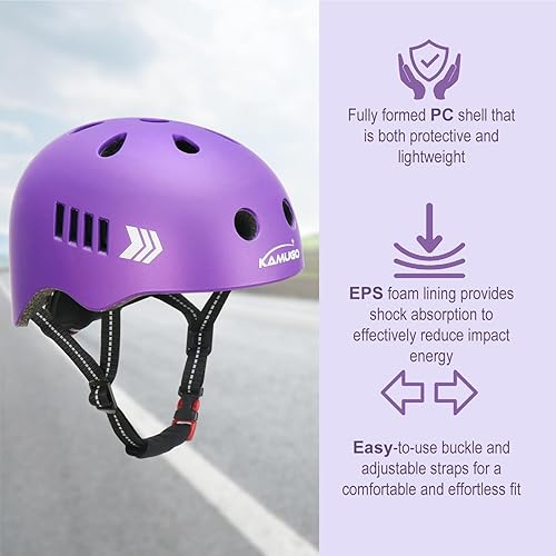 Miniatura 3 de KAMUGO Juego de casco de bicicleta para niños, casco para niños de 2 a 8 años con equipo de protección deportiva, rodilleras, coderas, muñequeras