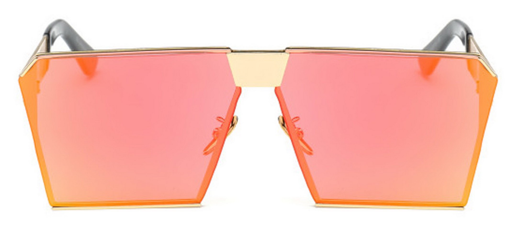 JUSTSWAG VATENANI Fashion Oversized Mirrored Flat Lens Square Metal Frame Polarized Unisex Sunglasses