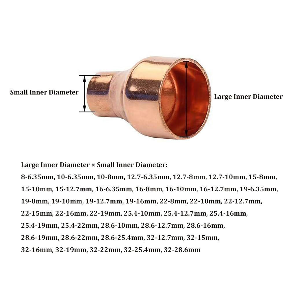 8-6.35mm do 32-28.6mm czysta rura miedziana gniazdo spawane końcówka reduktora posuwu do systemów HVAC, 1 szt.(32-16mm)