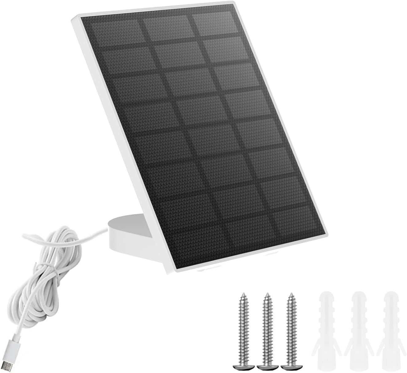 Solar Panel for Security Camera Outdoor Wireless, 2W Solar Panel, Adjustable Wall Mount, Dustproof, IP66 Waterproof, 6.5ft/2m Cable, White
