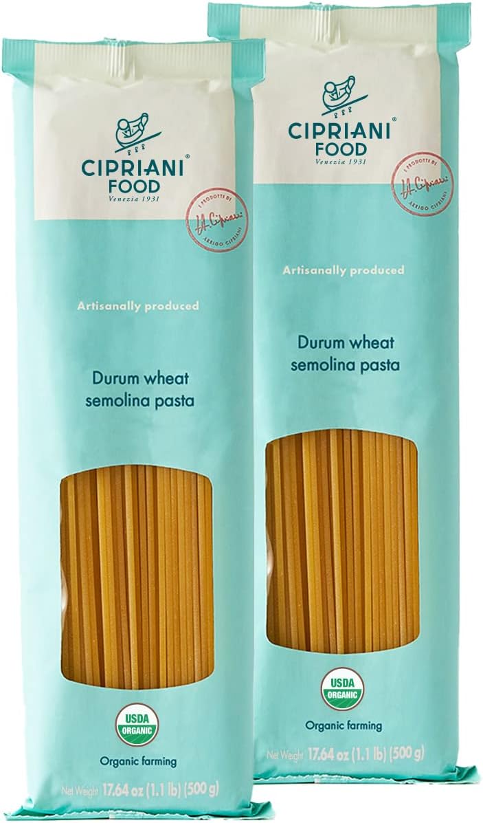 Cipriani Food Spaghetti Noodles - USDA Organic Durum Wheat Spaghetti Pasta, Authentic Italian Pasta, Non-GMO - 500 Grams (Pack of 2)