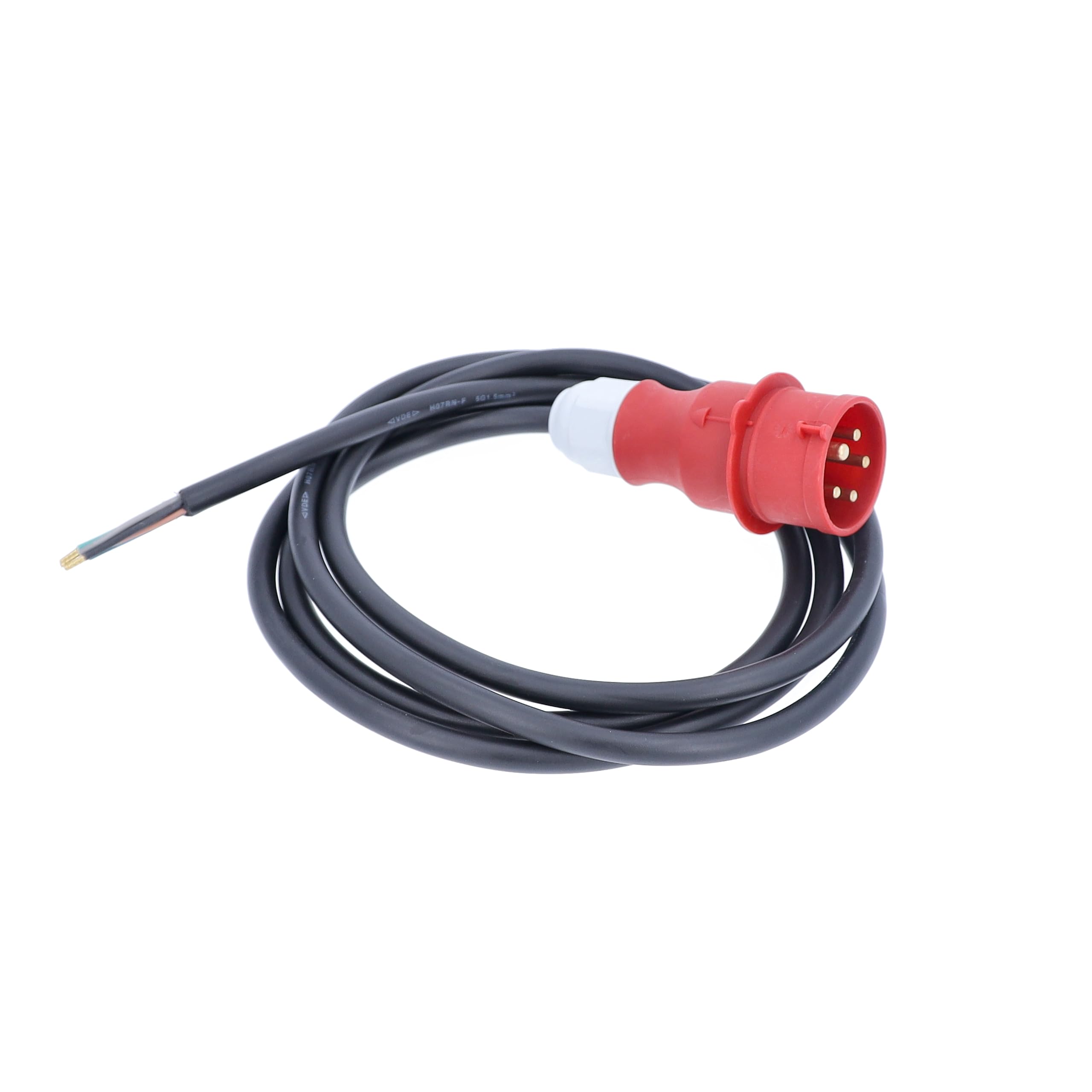 as - Schwabe Cavo di collegamento CEE - 5 m H07RN-F 5G6 - Cavo di alimentazione - Spina CEE con cavo - Cavo di alimentazione con puntali - 400V, 32A - IP44, nero/rosso - 70970
