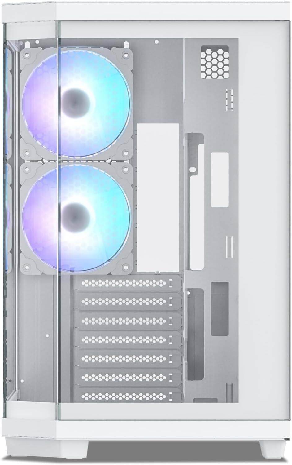 Vetroo CT3 ATX Mid-Tower Gaming Computer PC Case, Dual Chamber Panoramic Tempered Glass, Supports 360mm Radiator & 11 Fans, Up to 410mm GPU, Type-C Ready, High-Airflow for 50 Series GPUs (White)