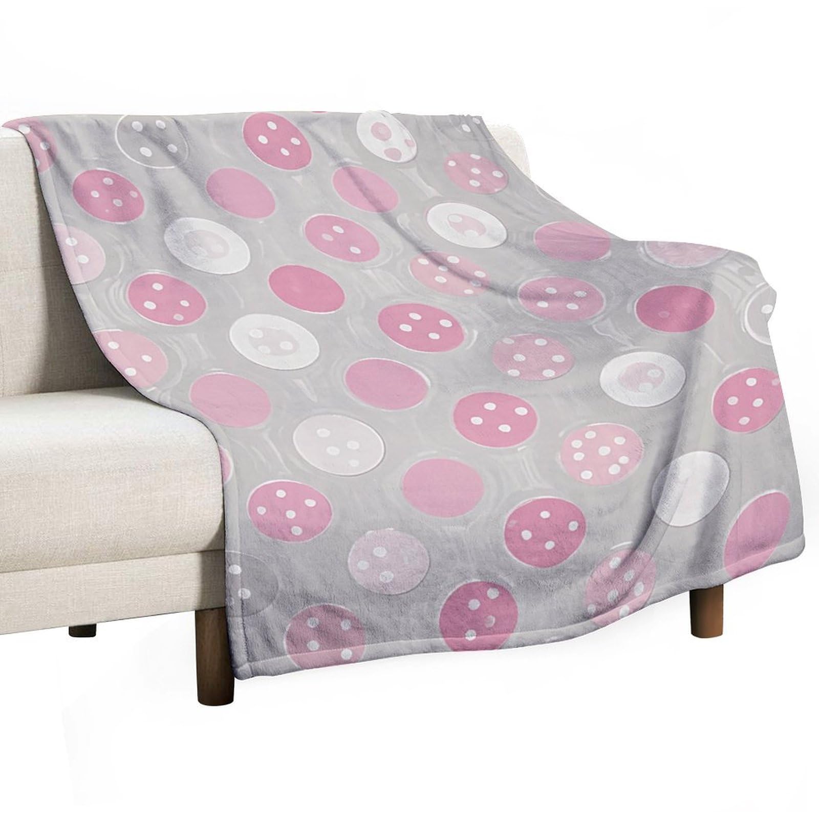 Couverture flanelle pois gris et blancs 100x127 cm pour lit et canapé