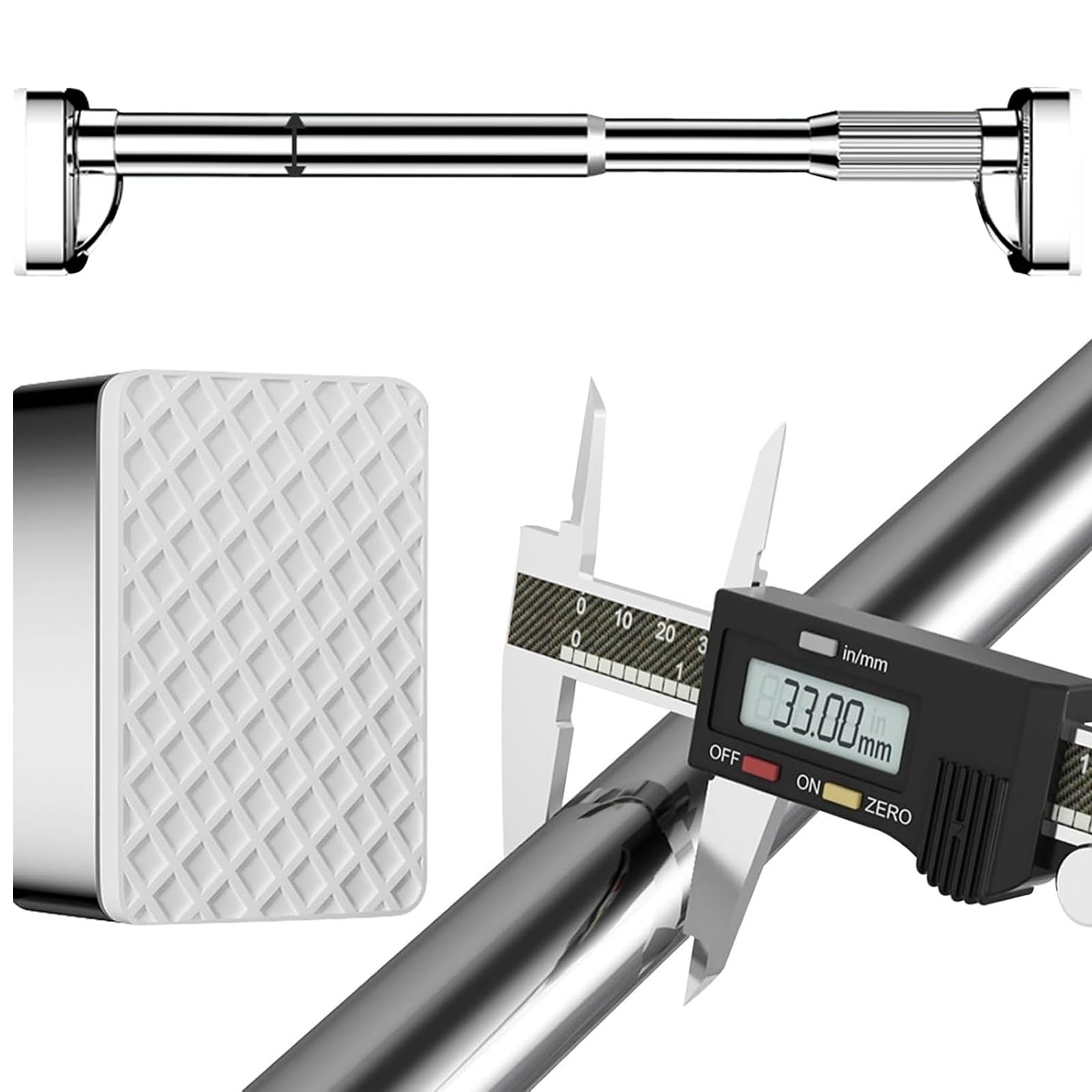 Tringle à rideau de douche extensible 410-500 cm télescopique sans perçage argenté