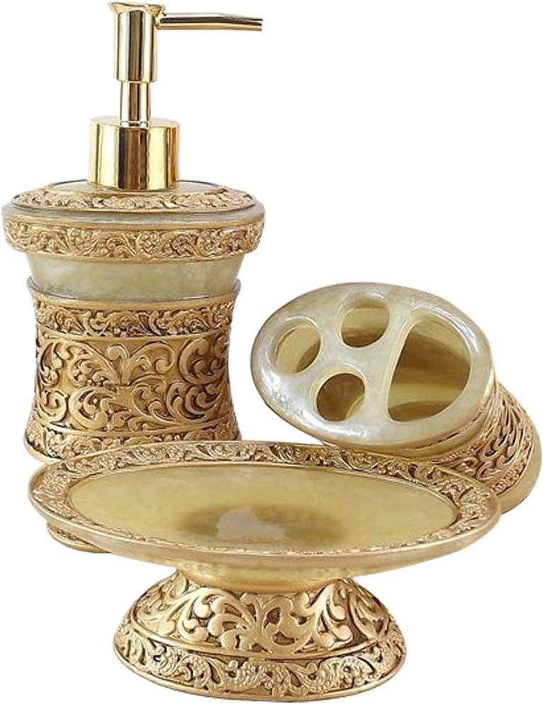 LUANT Resin 5PC Bathroom Accessories Set Soap Dispenser/Toothbrush Holder/Tumbler/Soap Dish