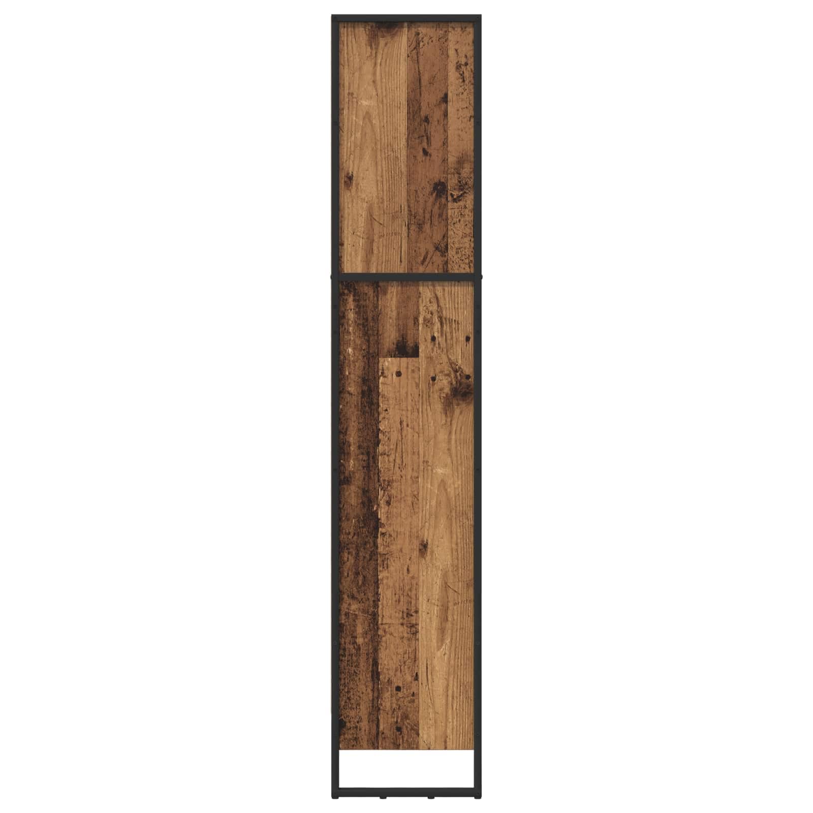 Regał na książki o wyglądzie starego drewna, 60 x 30 x 155 cm, przemysłowy regał stojący z 3 półkami, wytrzymały metalowy stelaż, otwarty design do salonu i biura