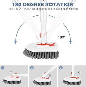 SetSail Tile Tub Scrubber Brush 3-in-1 Shower Scrubber with 52-inch Adjustable Long Handle Shower Cleaner Brush and 3 Detachable Replacement Brush Heads for Cleaning Bathroom Kitchen Walls Tub Tile