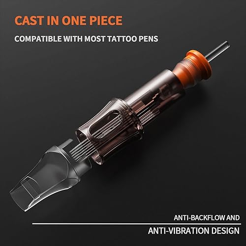 Miniatura 10 de 20 cartuchos de aguja desechables estándar 1209RL  Paquete de 20 agujas redondas con cartuchos de seguridad de membrana para artistas del tatuaje