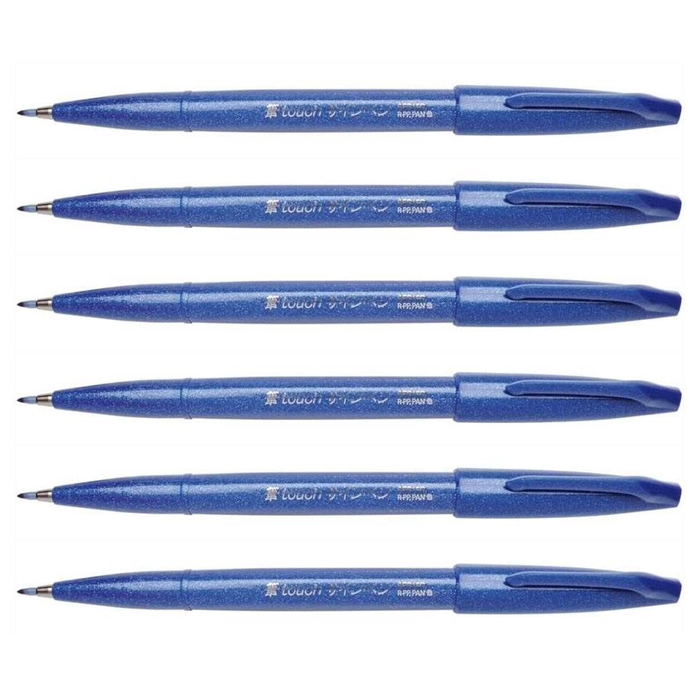 Pentel SES15 Brush Sign Pen Rotulador punta fibra flexible colores flúor 6 unidades