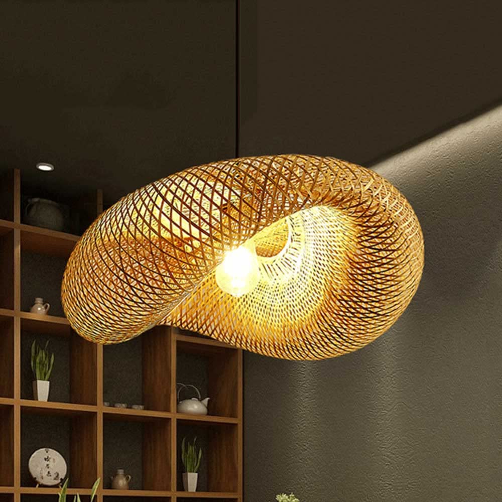 LYMSXAZOU Wicker Rattan Chandelier E27 Base Pendant Lighting Bird Nest Lampshade Handmade Nordic Lamp For Indoor Hotel Restaurant Tea House
