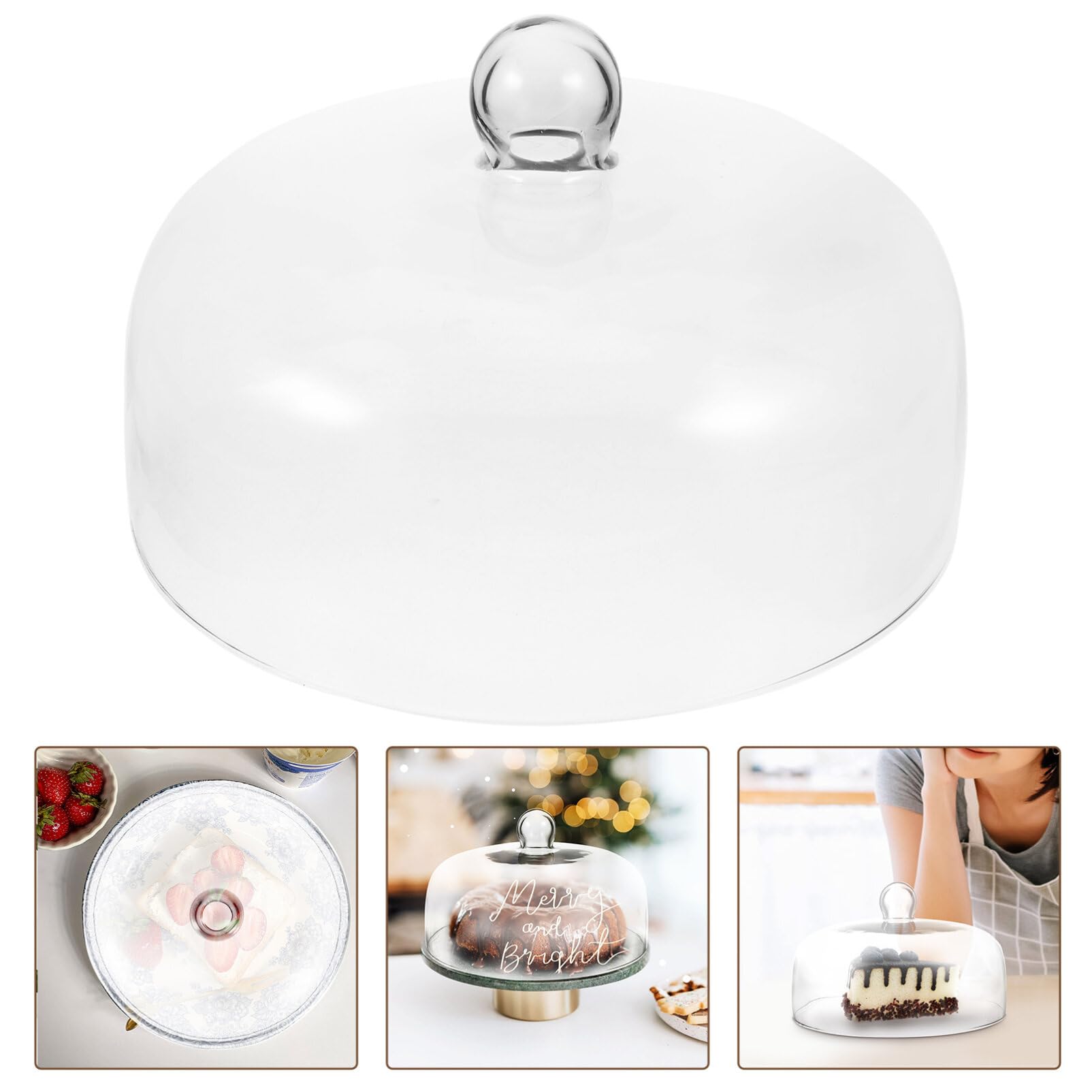 BESTonZON Cúpula De Cristal Para Tartas Y Postres - Tapa Transparente Para Frescura Y Exhibición - Plato De Cúpula De 28 Cm