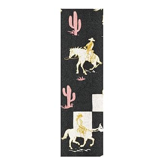 Skateboard Grip Tape Sheet 33.1 x 9.1 Inch Longboard Grip Tape Griptape Skateboard Scooter Sandpaper Griptape Black Cowboys Horses Cacti