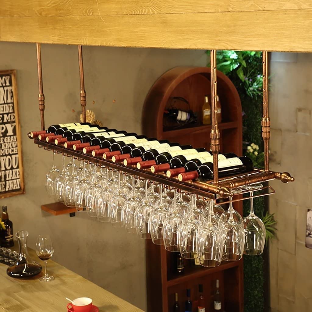 Porte-vin de plafond en métal pour créer un coin bar à la maison