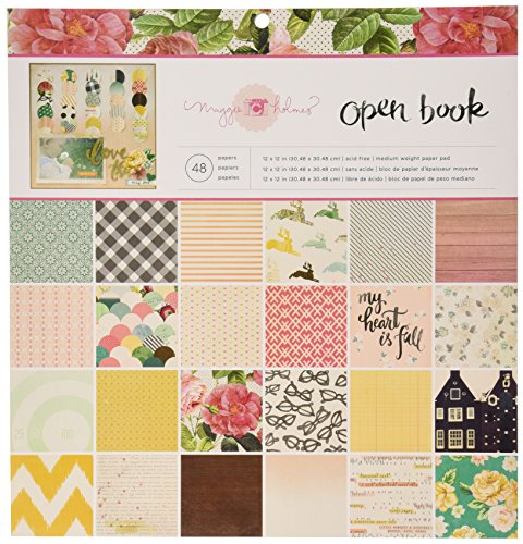 Maggie Holmes Open Book Patterned Paper Pad by Crate Paper | 12 x 12-inch pad | 48 sheets of medium-weight paper in various patterns, 683596