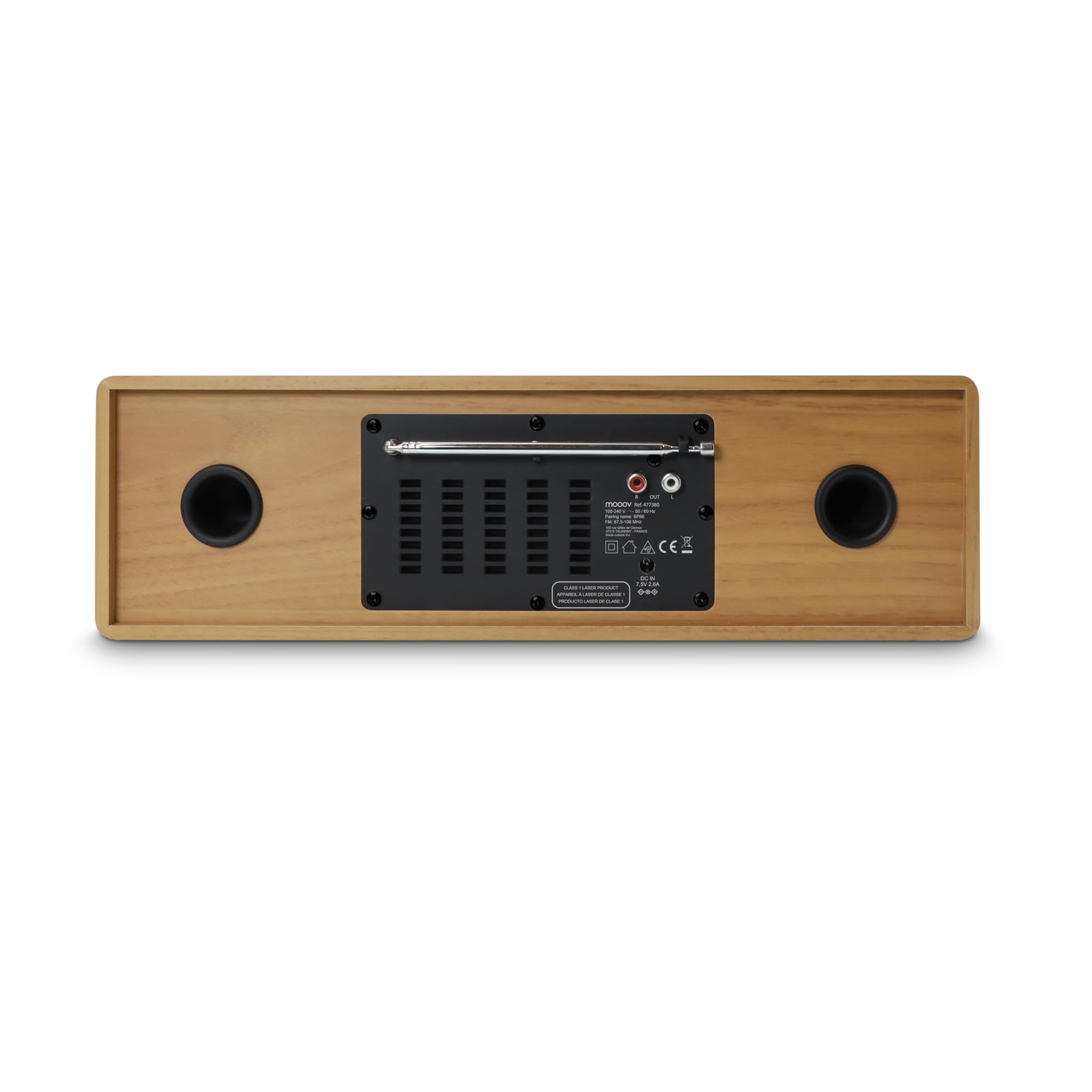 MOOOV 477380 Micro-Chaine HiFi Bluetooth, Tuner Radio FM, Lecteur CD, USB et Télécommande style Vintage Haut Parleur Stereo - TV Son Photo