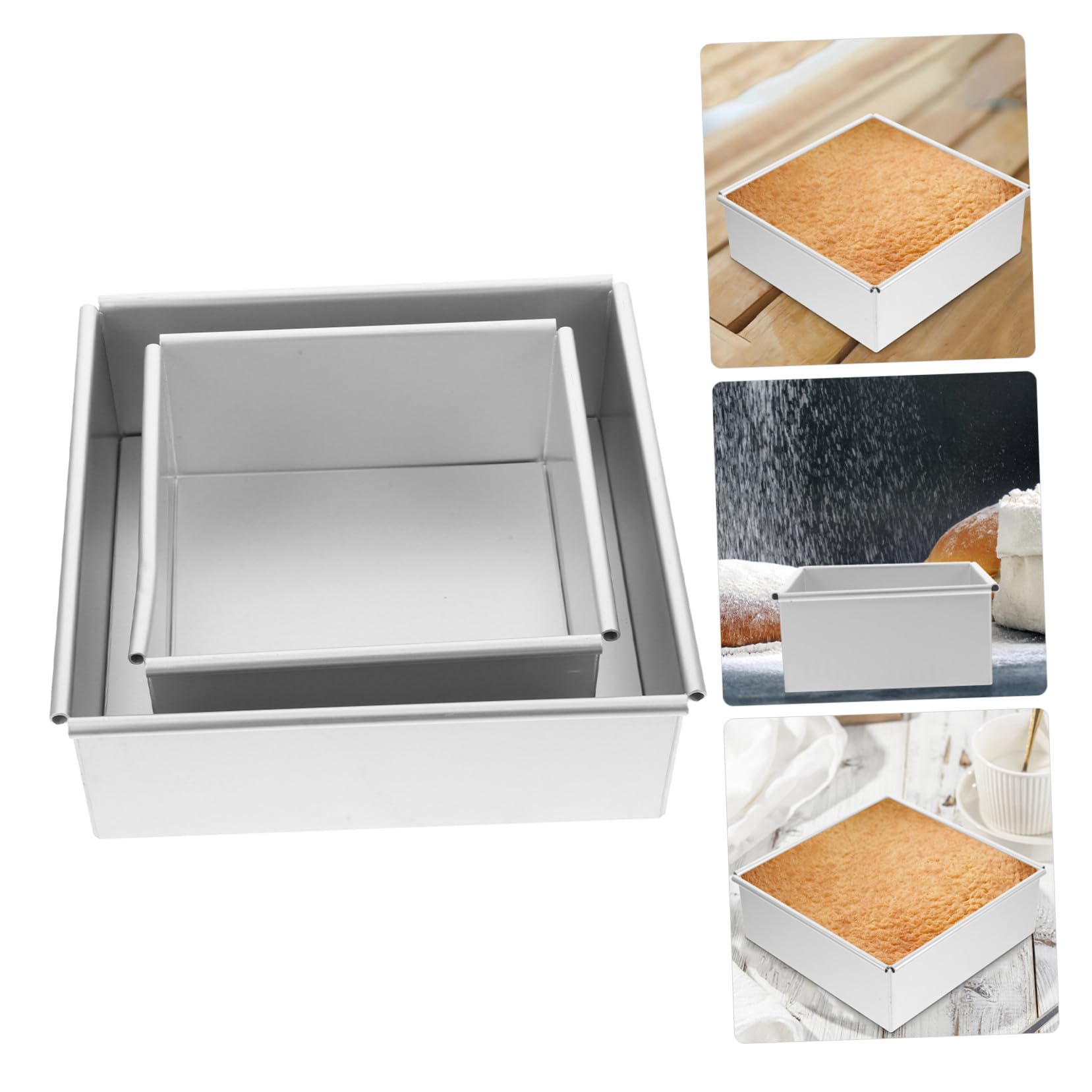 VOSAREA 2pièces Lot De Moules Carrés Antiadhésifs Avec Fond Amovible Pour Gâteaux Chiffon Mousse Et Brownies