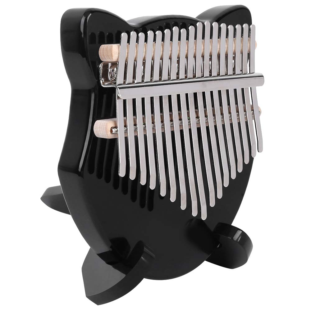 Kalimba Thumb Piano, Kalimba Crystal Fox Shape Thumb Piano Kit 17 Key Beginner Music Instrument with Bag for Decoration and Pratice (czarny) Instrument przyciskowy
