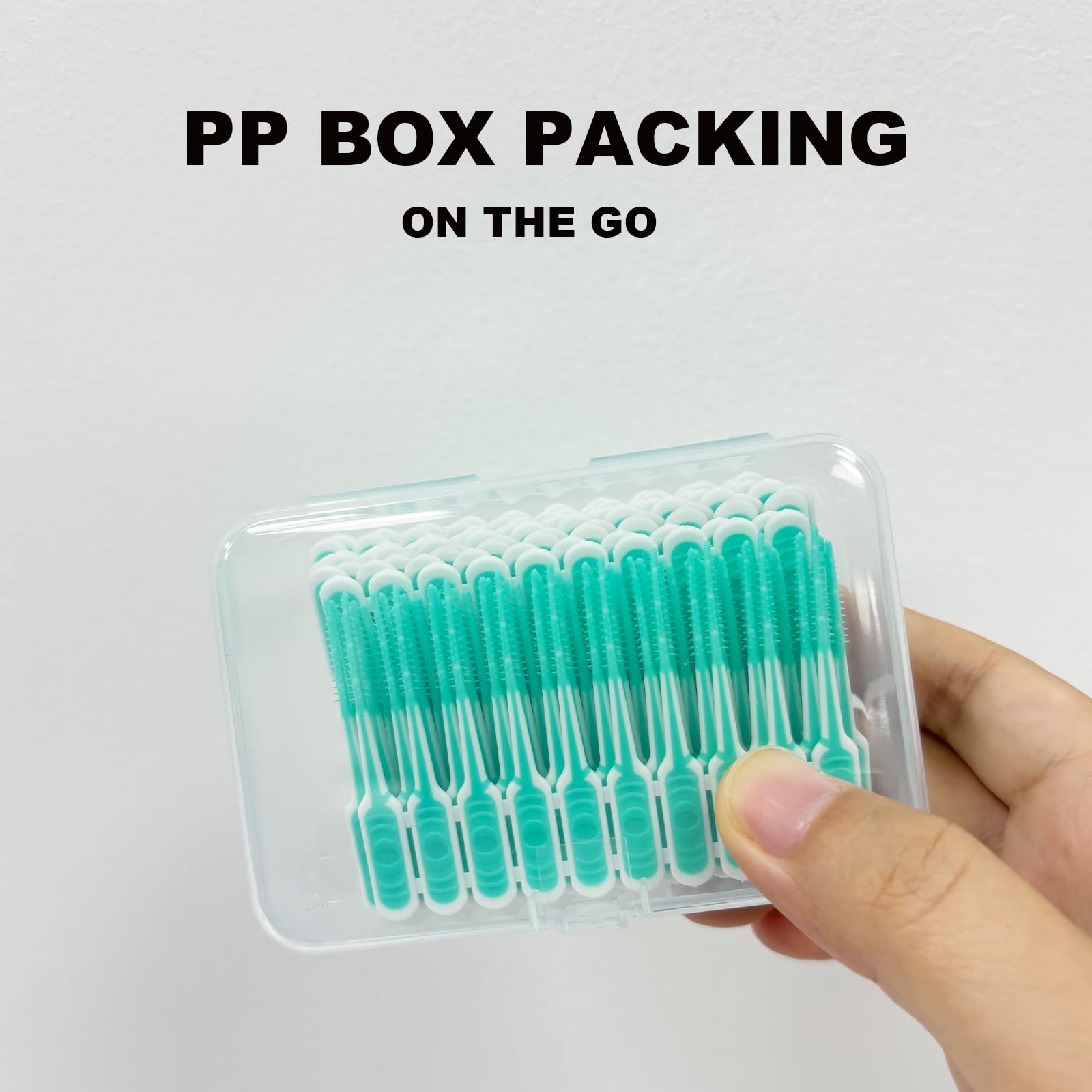 200 cepillos interdentales con mango de goma suave, púas dentales desechables para limpieza de dientes, púas dentales con práctica funda de polipropileno (verde)