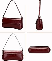 Vista 5 de Herald Pequeño bolso de hombro para mujer, bonito bolso de mano de moda con correa ajustable Rojo vino