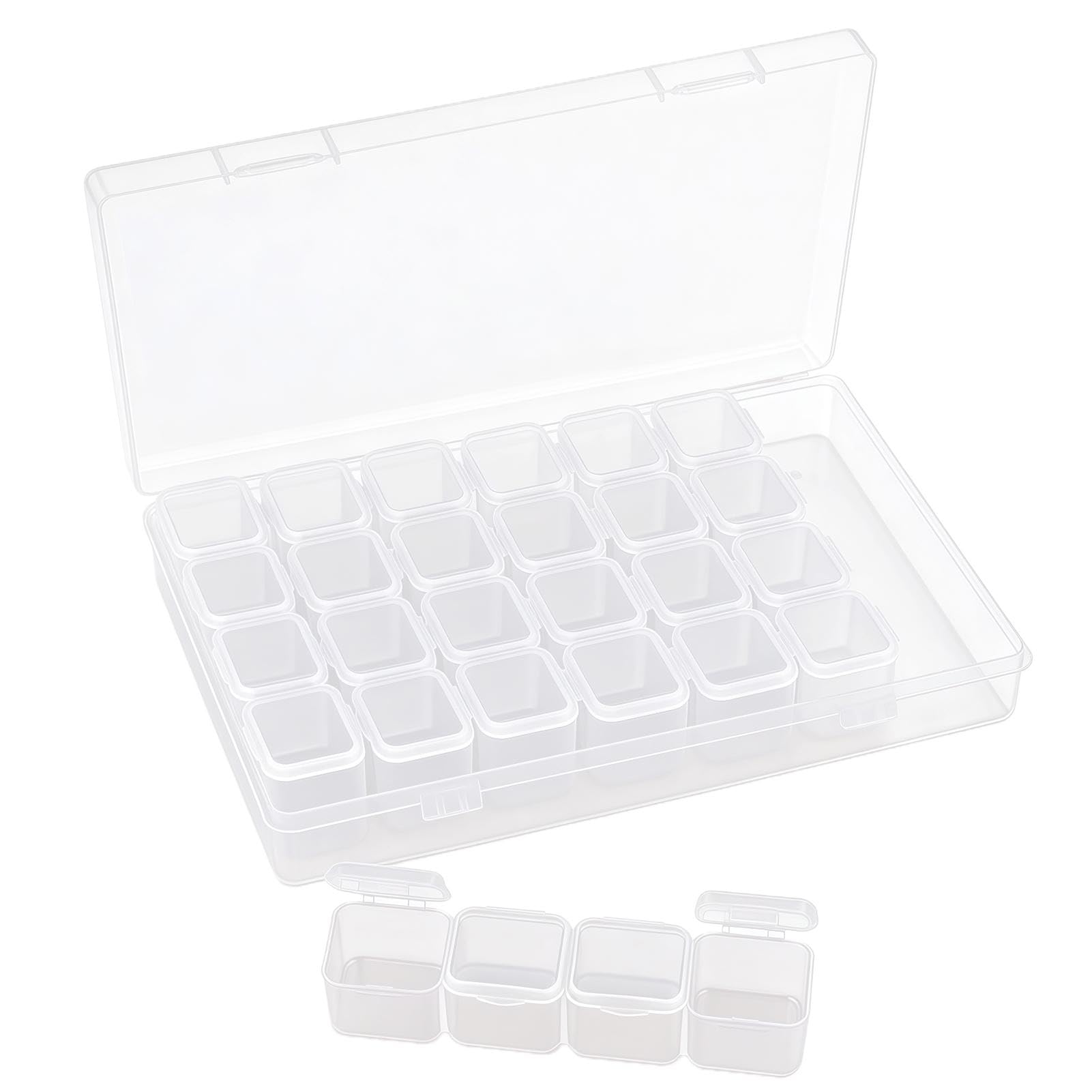 LianSinGo 28-Grid Diamond Painting Storage Box, Clear Bead Organizer