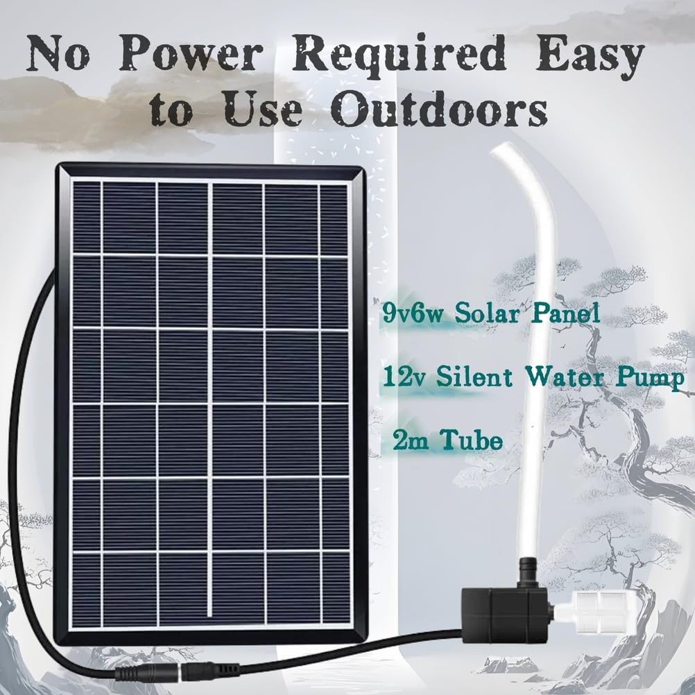 Zestaw fontanny solarnej z naturalnego bambusa pompką