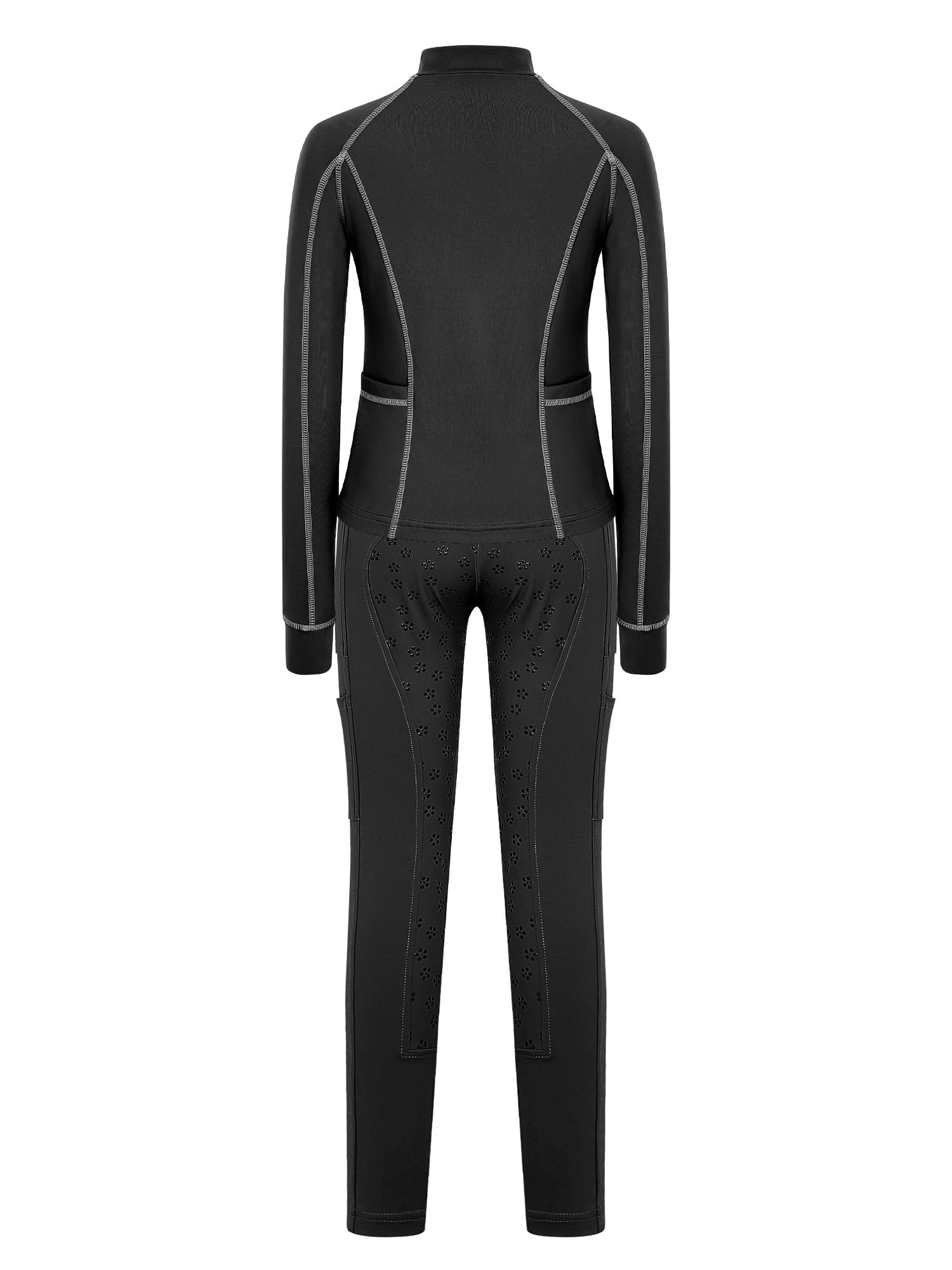 iiniim Completo Sportivo Bambina Completo Palestra Bambina Anni Leggings L'Equitazione Abbigliamento Equitazione Bambine Fitness Nero 7-8 anni