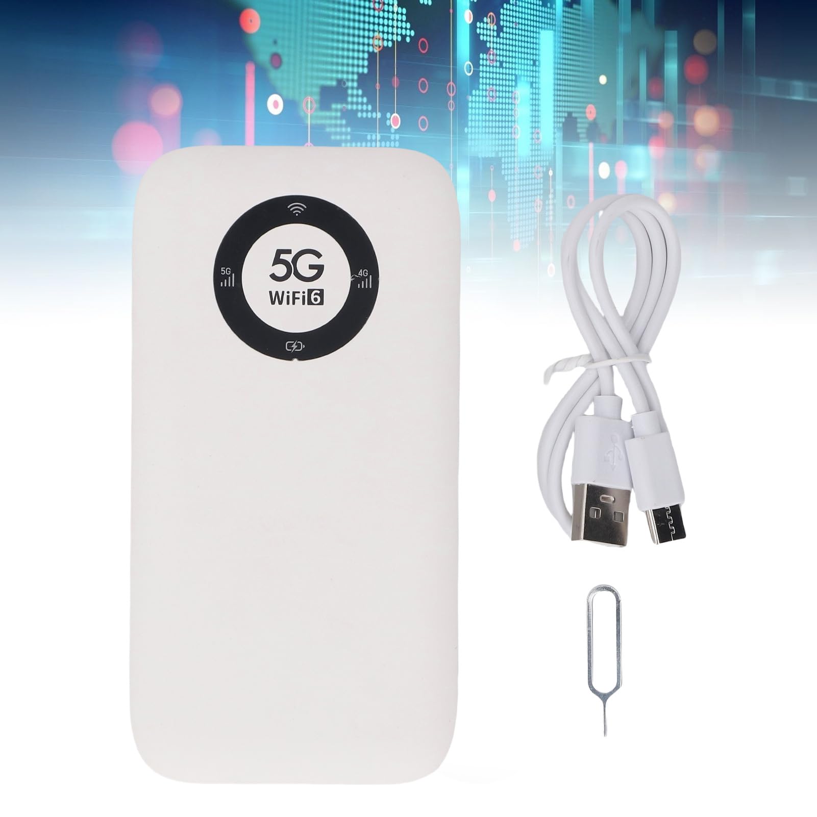 Hotspot WiFi Mobile, Router WiFi Portatile 5G 4G 3GLTE 1,25 Gbps con Slot per Scheda SIM, Antenna 1T4R 5G, Supporto 16 Dispositivi, Batteria 7100 MAh per Viaggi (WHITE)