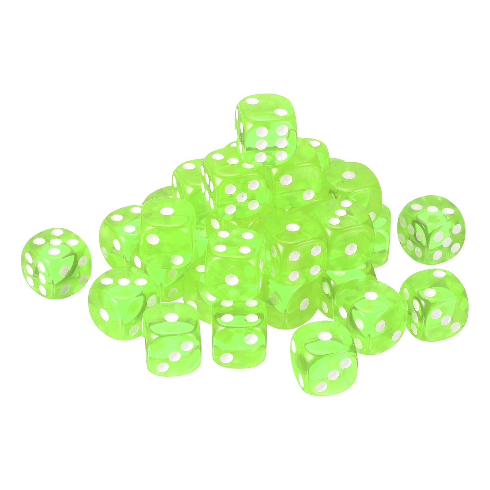 sourcing map 40Pcs 6 Sided Acrylic Dice, 16mm Game Dice Fluorescent Green