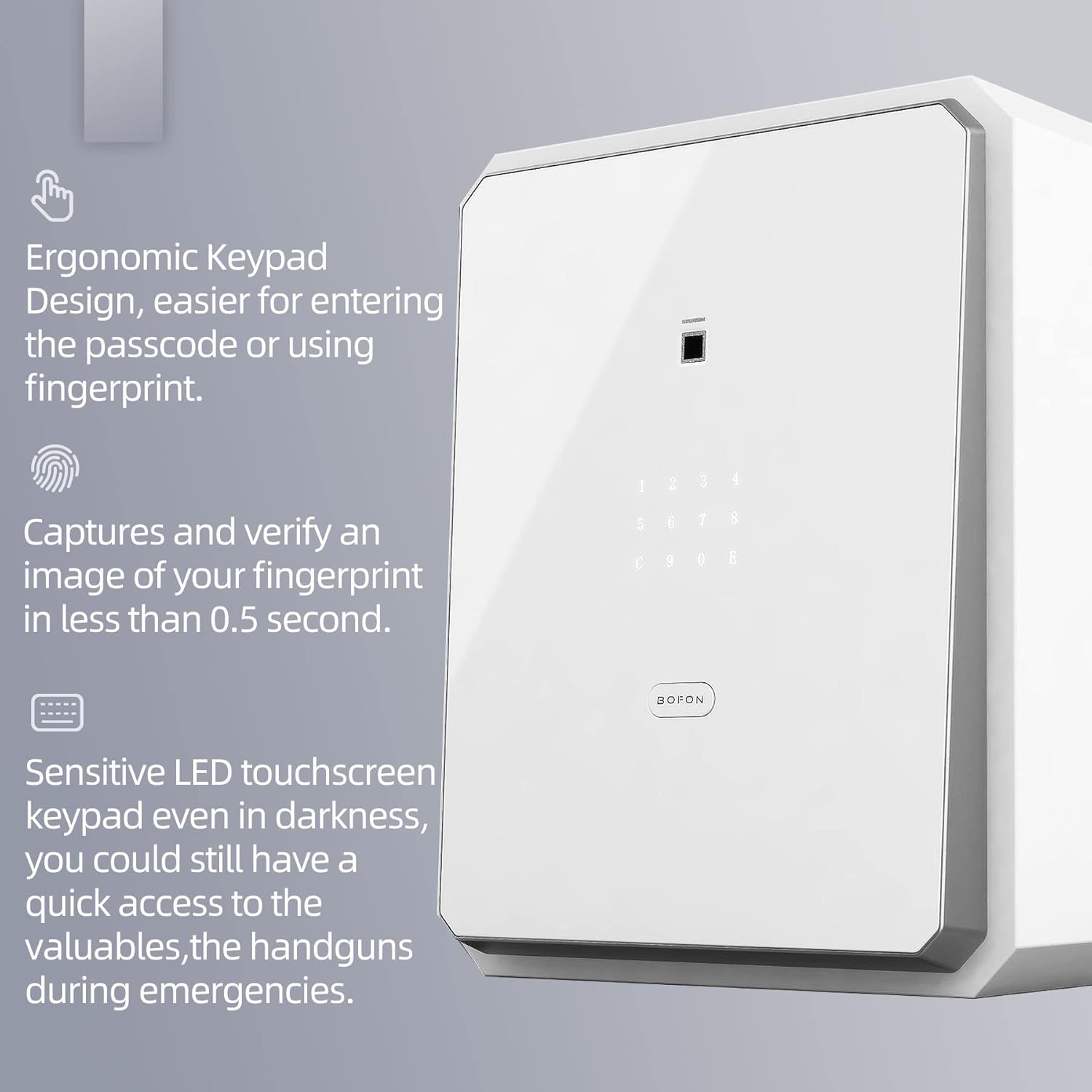 Family Fingerprint Password Safe Box with Key,Cabinets for Home Offcie,Security Box,Document safe,Lock box,Case Box, 2.1Cubic feet White