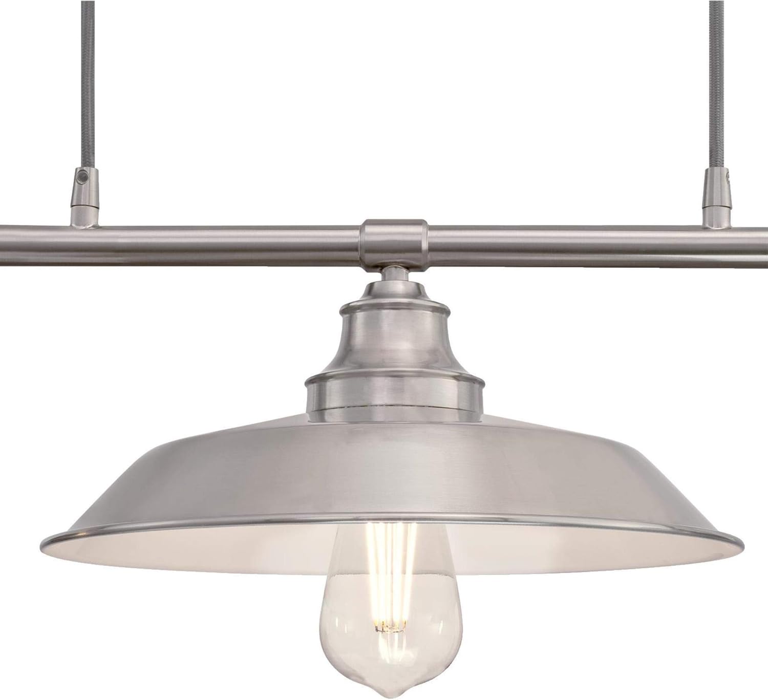 Uр Tо 40% оƒƒ Westinghouse Lighting 6369900 Iron Hill Three-Light Indoor Island Pulley Pendant Light, Brushed Nickel Finish