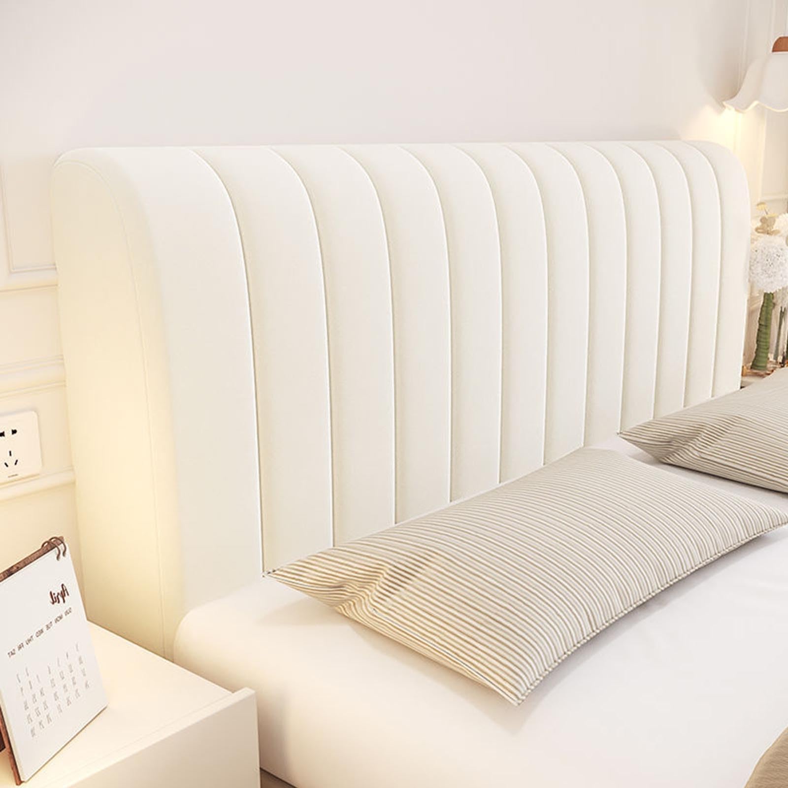 HLTQL Fundas Cabeceros Cama、Funda Cabecero Cama 160、Funda Cabecero Cama 150 con Relleno、Fundas para Cabeceros、EláStico, Lavable, ExtraíBle(#White,1.6M)