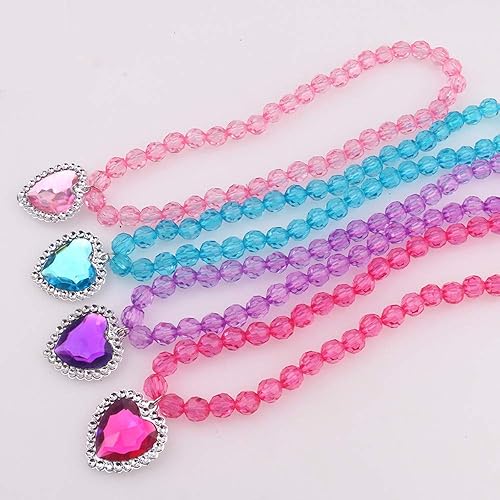 Miniatura 2 de Minelife Juego de 4 juegos de joyería de princesa, collar de princesa, collar de princesa, collar de disfraz para fiesta, regalo de cumpleaños,