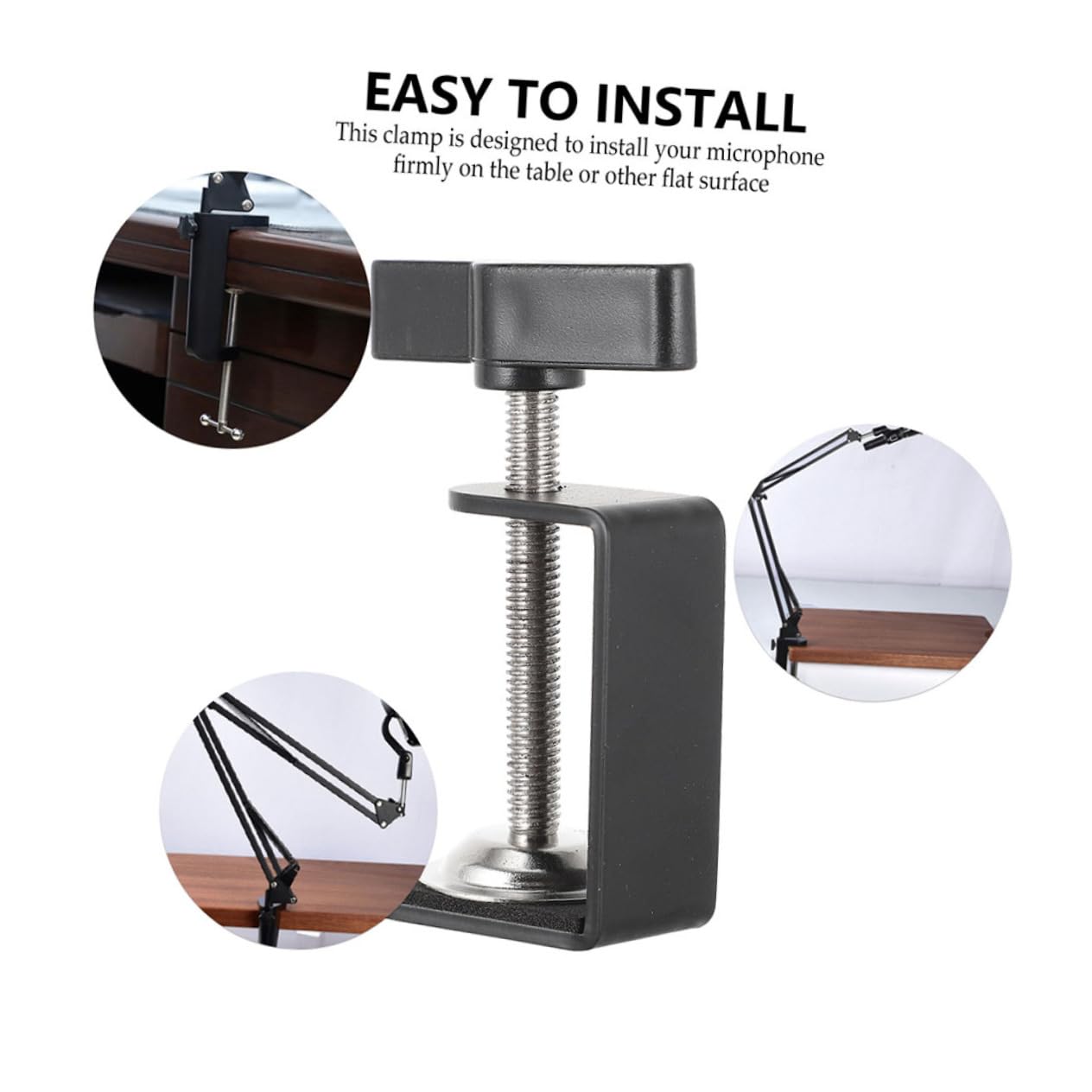 SEWOART 4 Pcs Plastic Stainless Steel Desktop Mounting Clamp Universal Desk Clamp Universal Table Mount Clamp Desk Mounting Clamp