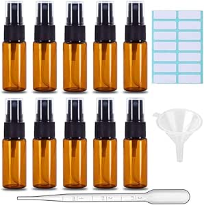 SKYPRO 10Pcs Amber Glas Druppelflesjes Met Zwarte Doppen, 10ML Glas Oogdruppelaar Flessen Voor Essentiële Oliepipet Hervulbaar SKYPRO 10Pcs Amber Glas Druppelflesjes Met Zwarte Doppen, 10ML Glas Oogdruppelaar Flessen Voor Essentiële Oliepipet Hervulbaar