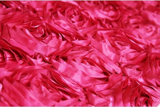 CVL 1 Pc, Wedding Rosette Satin 90"X156" Rectangular Tablecloth - Fuchsia for Baby Showers, Quinceaneras, Birthday Celebrations & Special Occasion