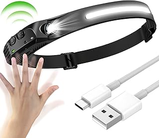 SerDa-Run 1PCS LED Head Torch, USB Headlamp 350 Lumens COB LED Headlight 80g Motion Sensor Headtorch with IPX4 Waterproof for Kids Adults, Running, Camping, Hiking, Fishing, Hunting, Climbing