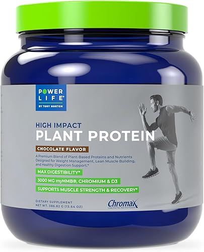 POWERLIFE Tony Horton - Proteína vegetal en polvo de alto impacto con 3000 mg de HMB, a base de plantas, sin azúcar añadido, vegano, apto para dieta