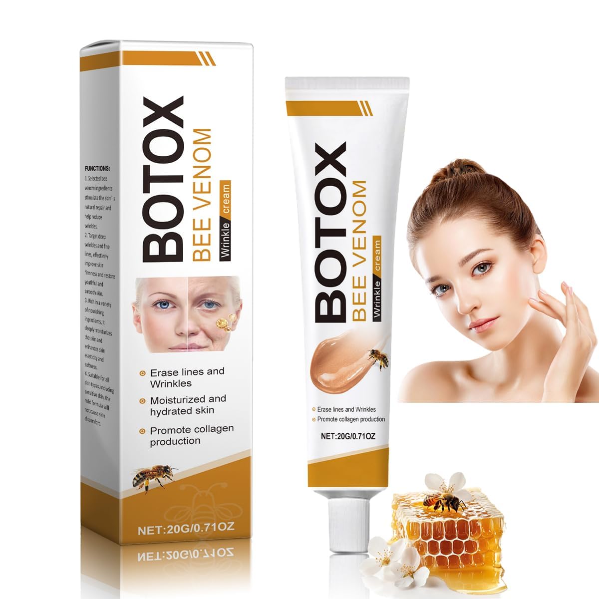 Botox Bee Venom Cream Wrinkle Firming Removal,Lifting ,Moisturizing,& Recovery for All Skin Type,Anti-Aging Bee Venom Creaming,Face Cream-Moisturiser (1pcs, regular) 1pcs regular